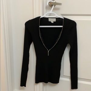 Long Sleeve Shirt w/ Front Silver Zipper